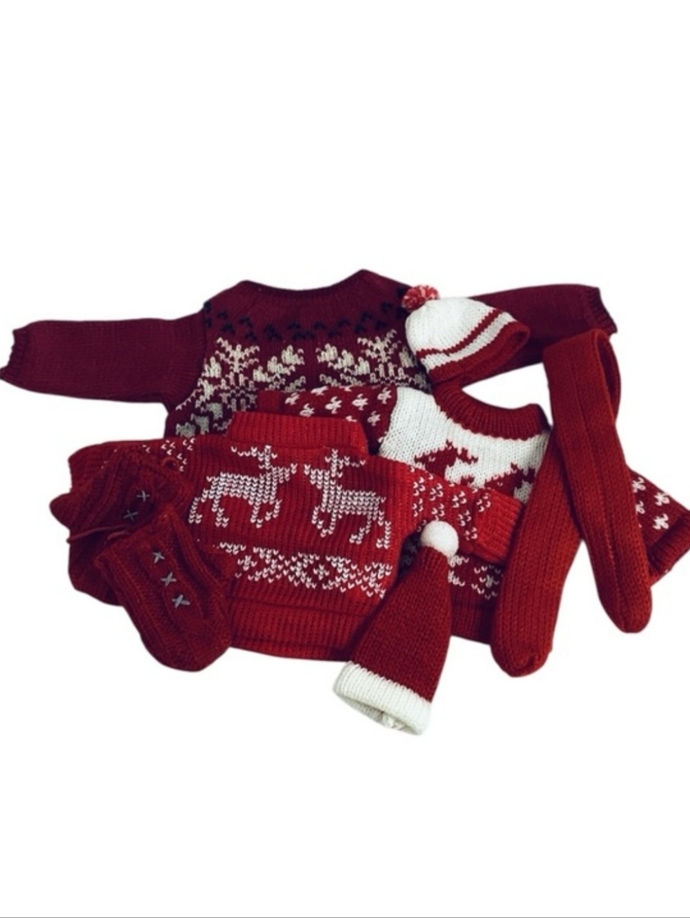 🦄 Teddy Bear Red Knit Holiday Sweater Bundle